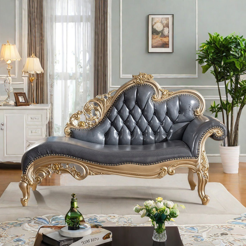 Canapé de luxe en bois massif American, Grey, Doré