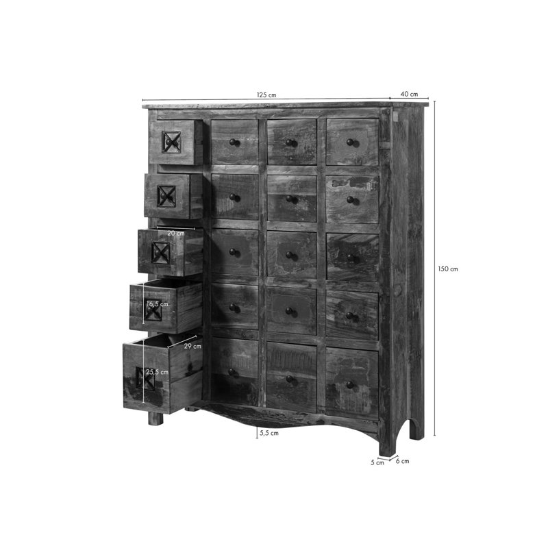 Nature Of Spirit Solid Wood 125cm W 20 - Drawer Chest of Drawers