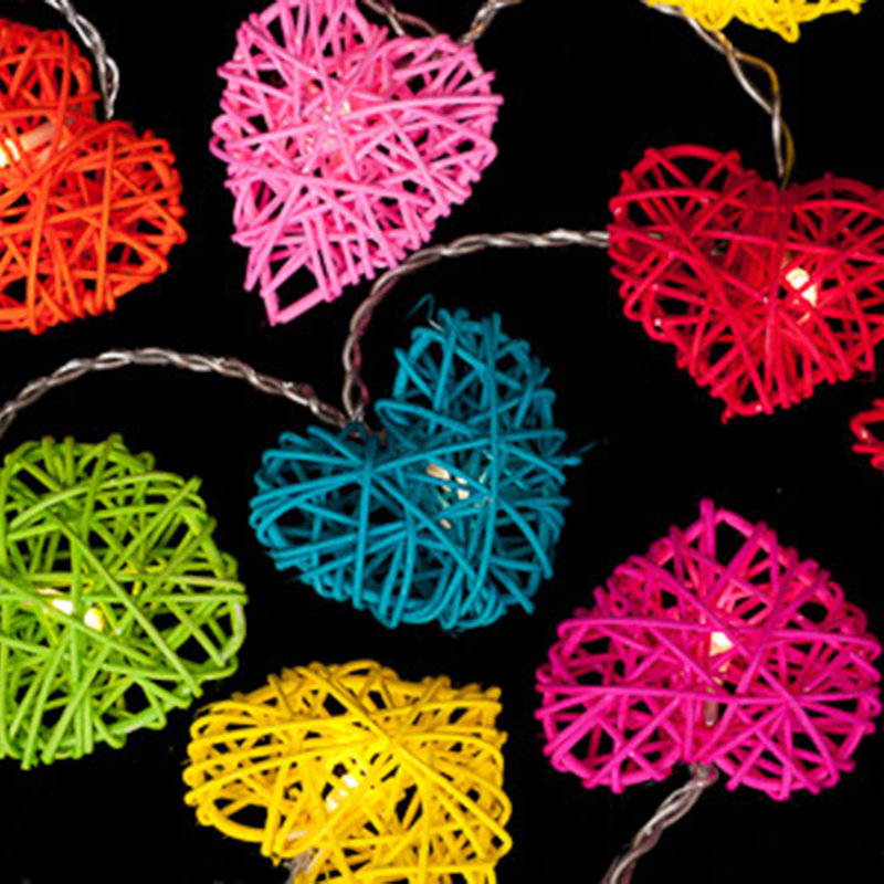 Marchmont LED Wicker Hearts String Light, 20 Lamps - 5 Metre Long