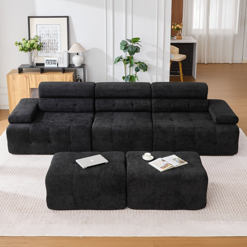 Canapé modulaire en U 134 po, Noir