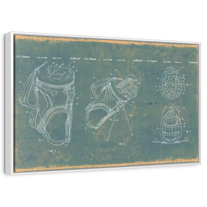 Séparateurs de sacs de golf striés Schenck, Cadre flottant blanc, 46 po x 31 po
