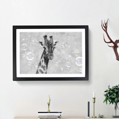 Giraffe Through The Bubbles - Single Picture Frame Painting on MDF