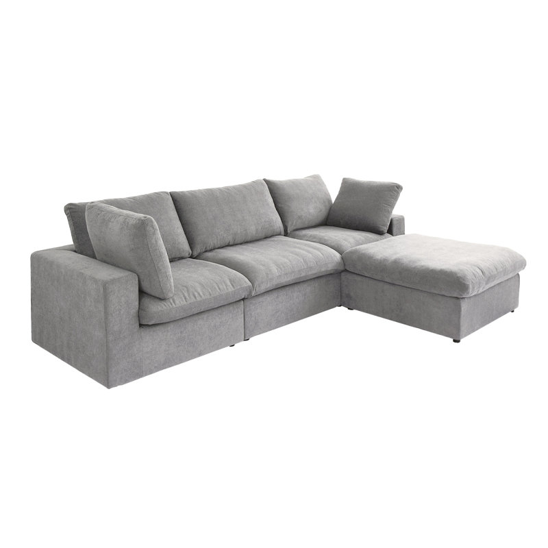 Kenda 4 - Piece Slipcovered Sectional, Gray Linen Blend