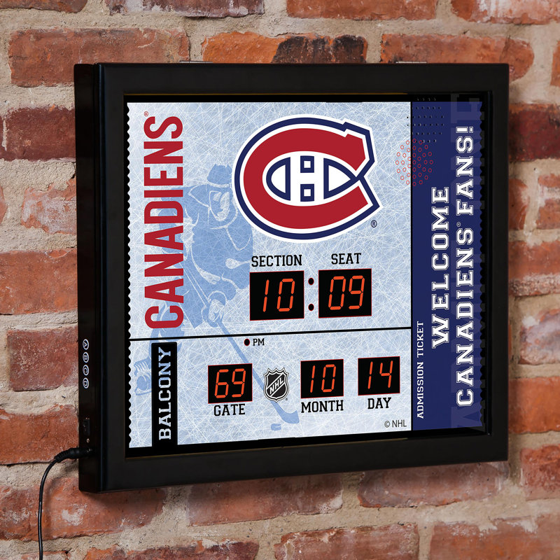 Horloge murale Montréal, Sport Team Montreal Canadiens, Blanc/rouge/bleu