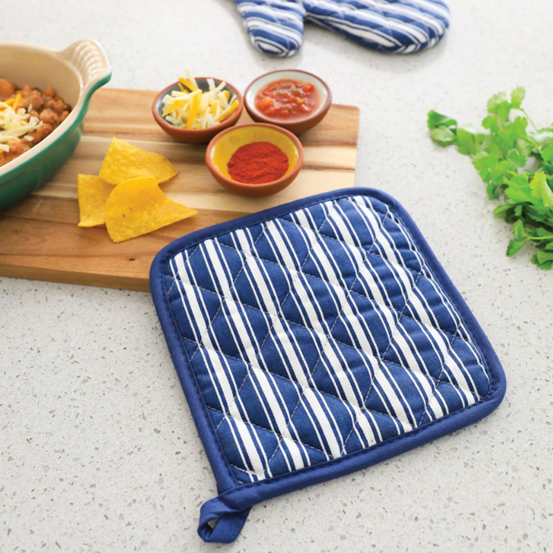 Better Houseware Striped Cotton Potholder, Blue