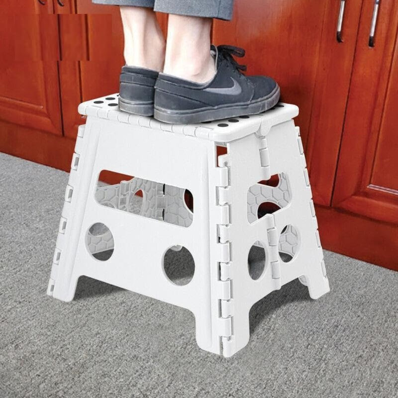 MantraRaj Folding Step Stool Lightweight Foldable Step Stool for Adults and Kids (White, Medium)
