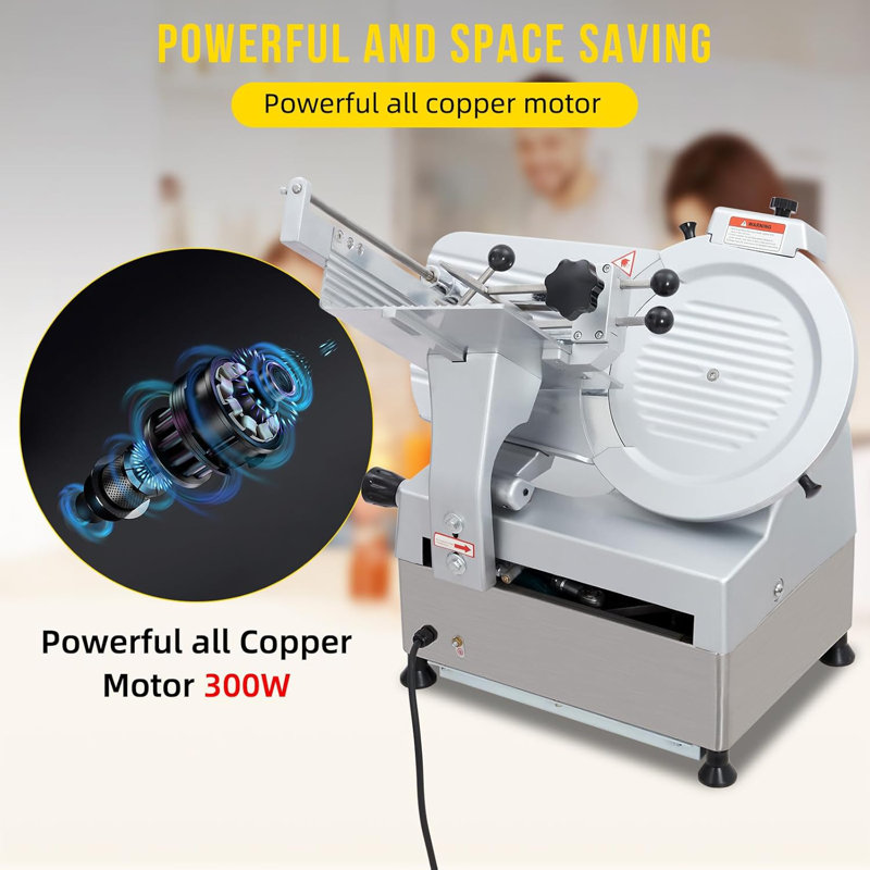 Electric Meat Slicer with Adjustable Thickness, Stainless Steel Blade Food Slicer for Meat, Cheese, Bread & Vegetables