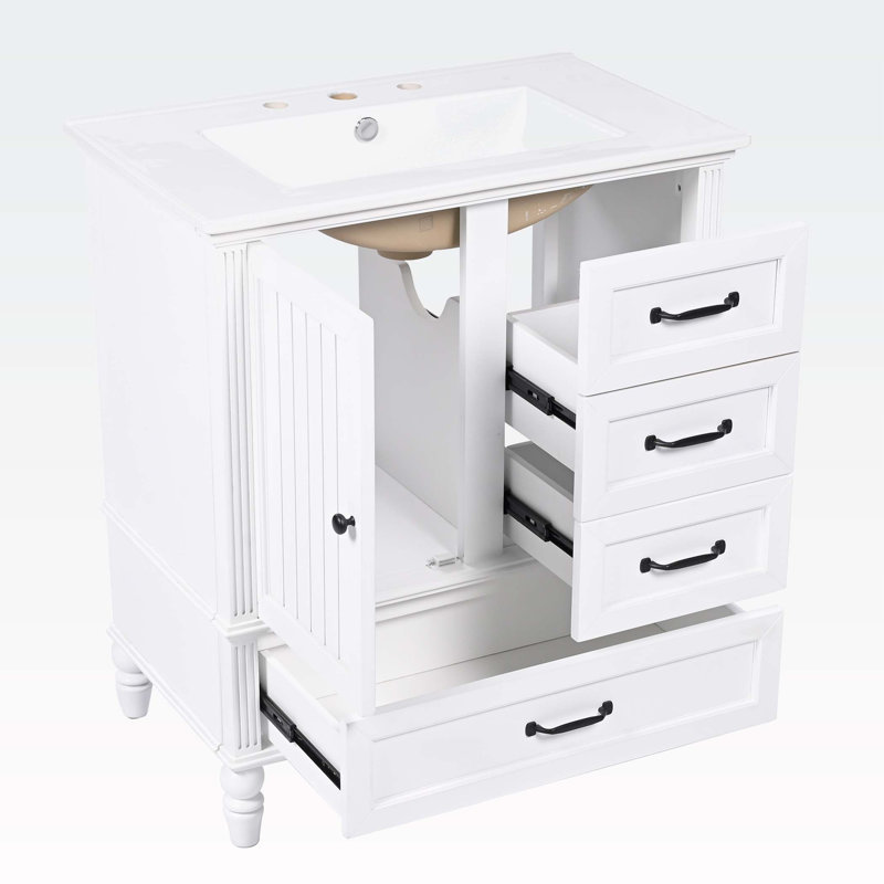 Meuble-lavabo 30 po avec lavabo et porte, 30 tiroirs