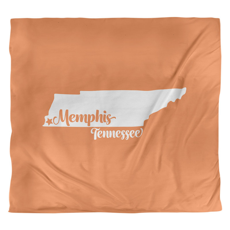 Housse de couette réversible simple Memphis Tennessee, Microfibre, Housse de couette pour grand lit, Orange