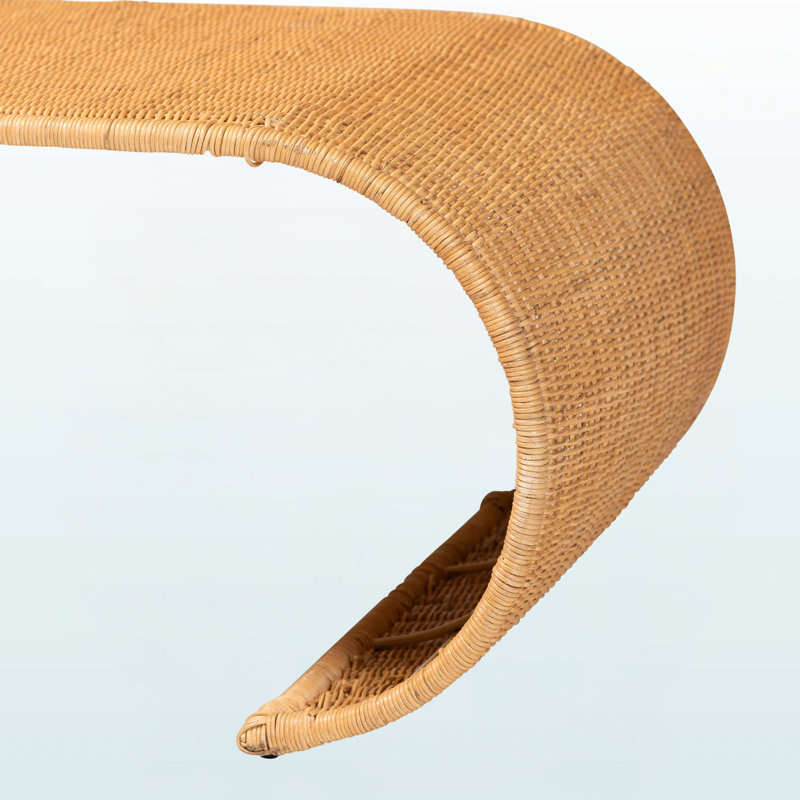 Table basse en rotin naturel tressé à la main Christina, H 17,50 po x l 53,33 po x P 25,26 po