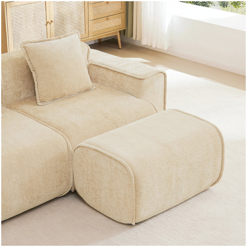 Harrison Ottoman Velvet-Light Camel, Light Camel