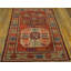 1900s Geometric Medallion Caucasian Antique Hand Knotted Pile Coral / Salmon Pink Wool Rug