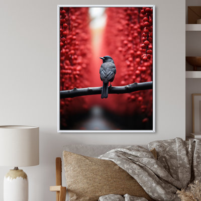 Forêt et oiseau rouge sentinelles silencieuses - animaux, impressions sur toile