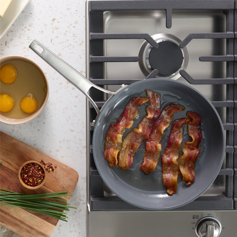 Calphalon Premier Ceramic Nonstick 8-Piece Cookware Set, Mushroom Grey