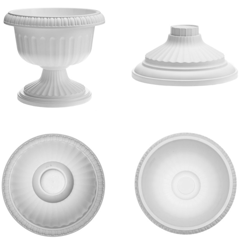 Grecian Urn Plastic Indoor/Outdoor Planter, 10.5" H x 12" W x 12" D, Casper White