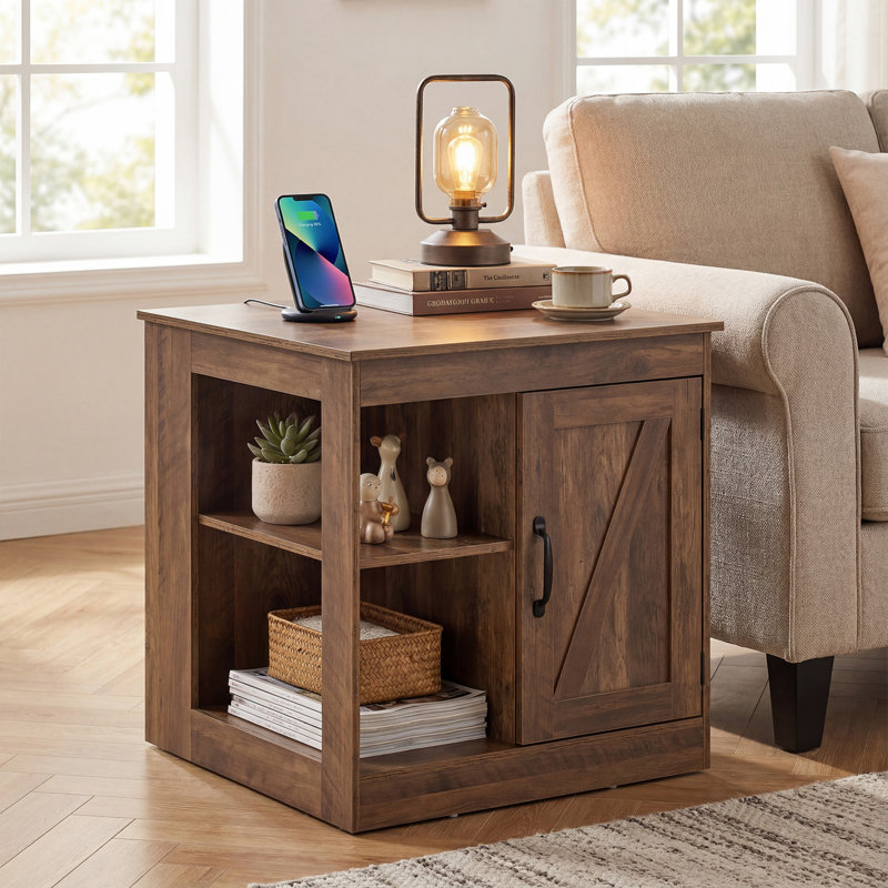 60cm W Manufactured Wood Bedside Table, Brown