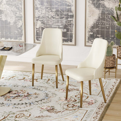 Modern Pu Sponge-Filled Dining Chair, Solid Wood Metal Legs, Suitable for Restaurants, Living Rooms and Rooms-(Set Of 2)