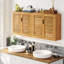 Armoire de rangement murale pour salle de bain murale avec tablettes réglables à l'intérieur, armoire à pharmacie à double porte, armoire de rangement utilitaire au-dessus de la toilette, bambou