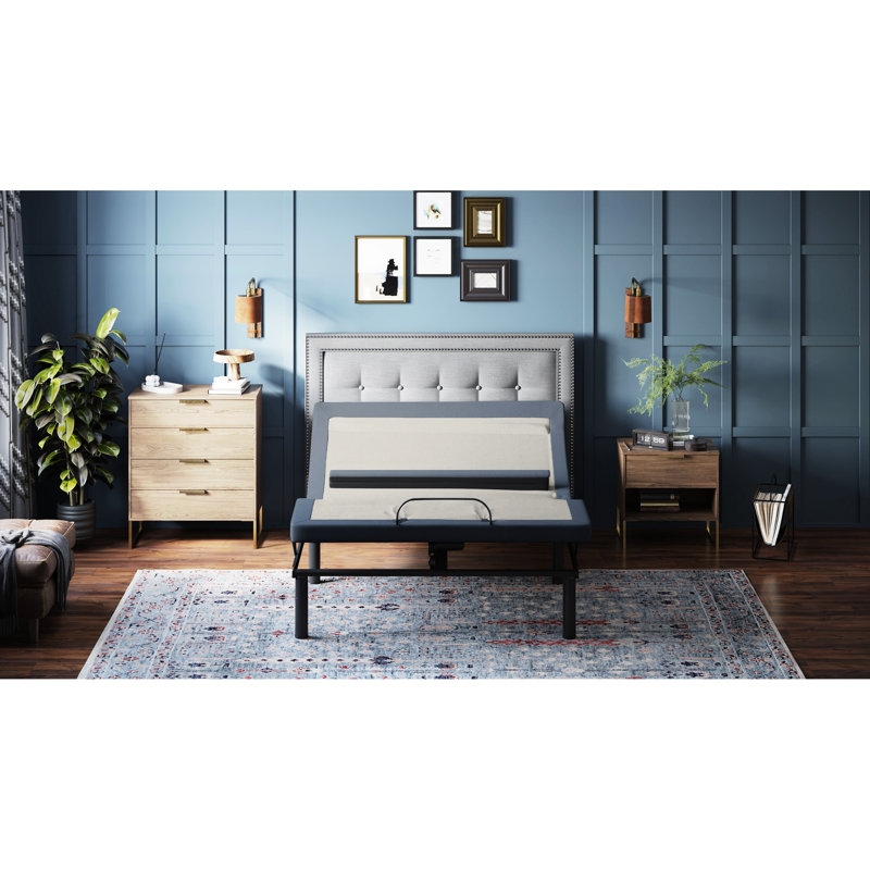 Base de lit ajustable pour lit simple TG - inclinaison de la tête / du pied, soutien lombaire, 3 modes de massage, réglage de la fonctionnalité sous-plat, éclairage à 3 intensités, 2 ports, mémoire programmable
