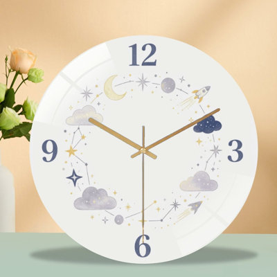 Horloge murale 12 po en verre trempé silencieux, horloge sans tic-tac «Celestial l'horloge», à piles (piles AA non incluses), décoration artistique