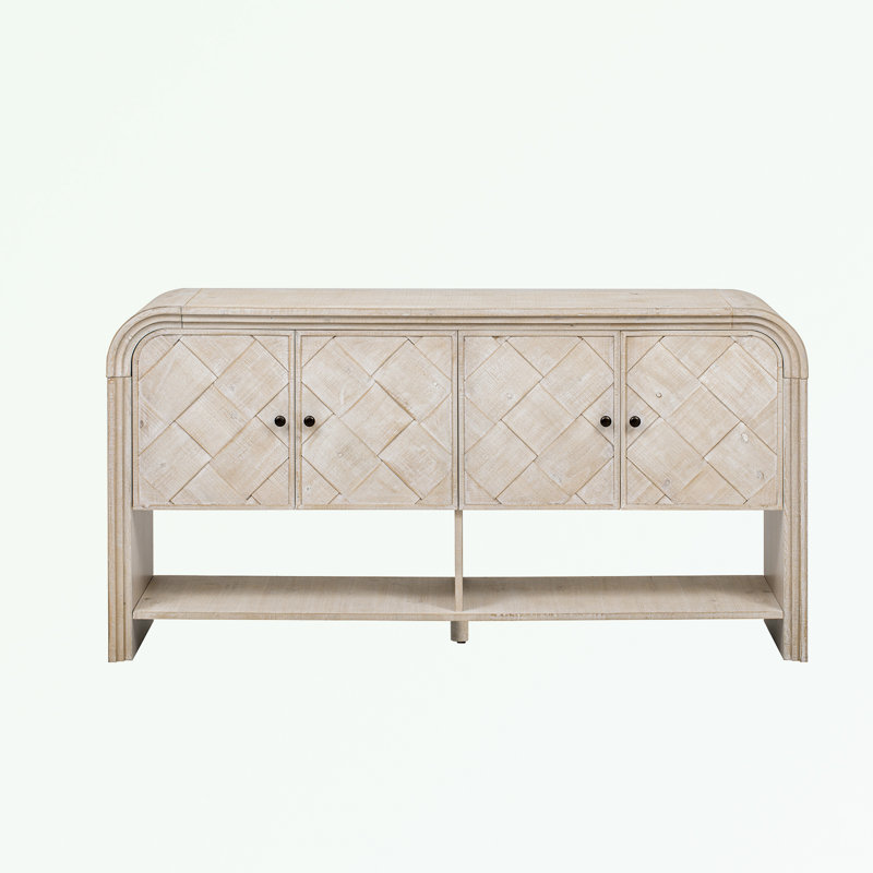 console table with four doors and bottom shelf, Beige