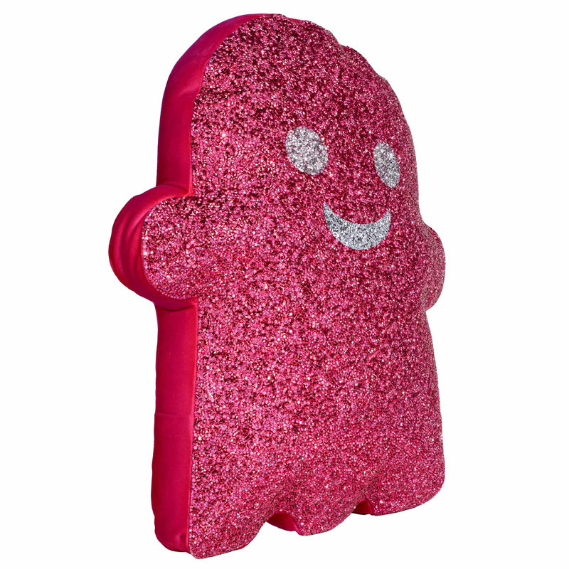 Sparkles Home Luminous Ghost Shaped Pillow | Rhinestones on Velvet | 13x17 in, Pink