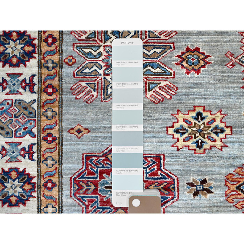 Tapis super Kazak en laine noué à la main 5 pi x 7 pi 1 po gris CEFC39BE2F184C0E882755B74A5740F0