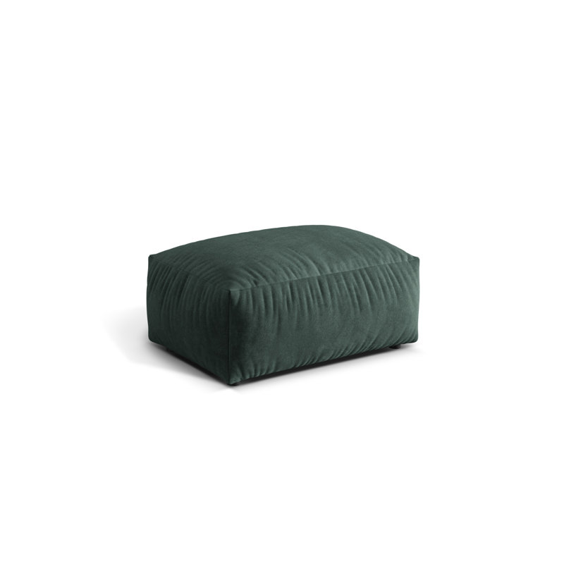 Carlens 65cm Wide Velvet Solid Colour Pouffe Ottoman, Petrol