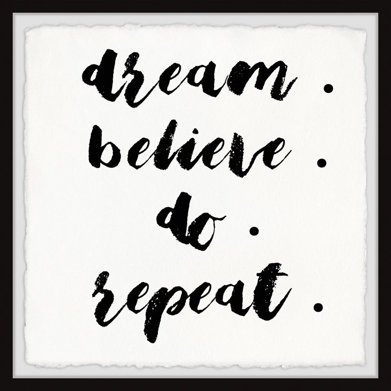 Dream Do Repeat 1 Piece Single Picture Frame Wall Art, 61cm H x 61cm W x 3.81cm D