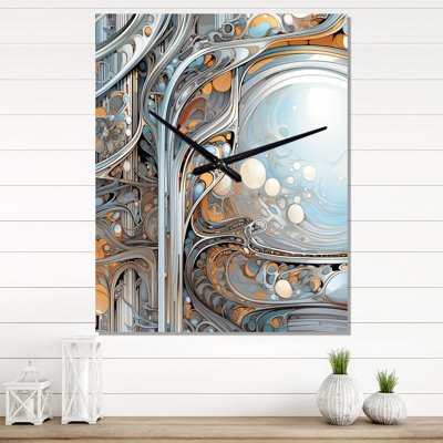 Tender Light Blue Floral Whirling Vision - Abstract Spirals Modern Wall Clock