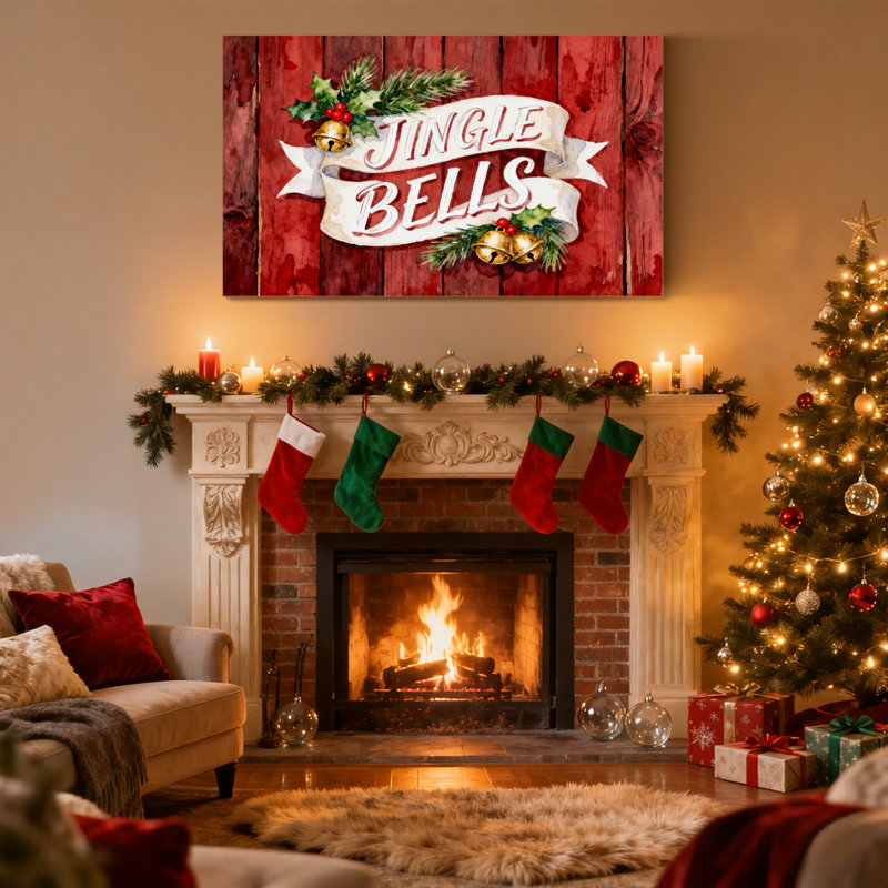 «Christmas Jingle Bells Christmas», ensemble de 3 impressions sur toile, H 12 po x l 18 po