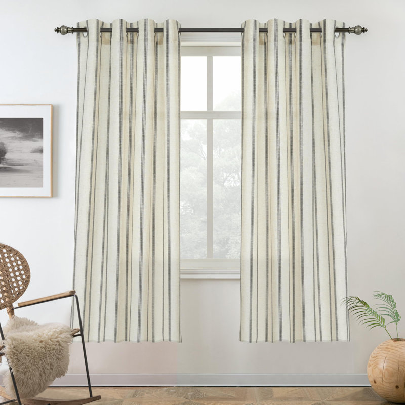 Jeanenia Linen Blend Curtain, Black, 52" W x 63" L