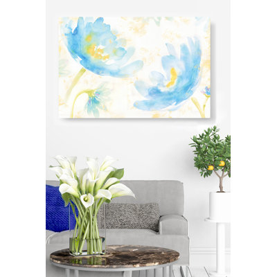 Fleurs douces à l'aquarelle, bleu, jaune, blanc, floral
