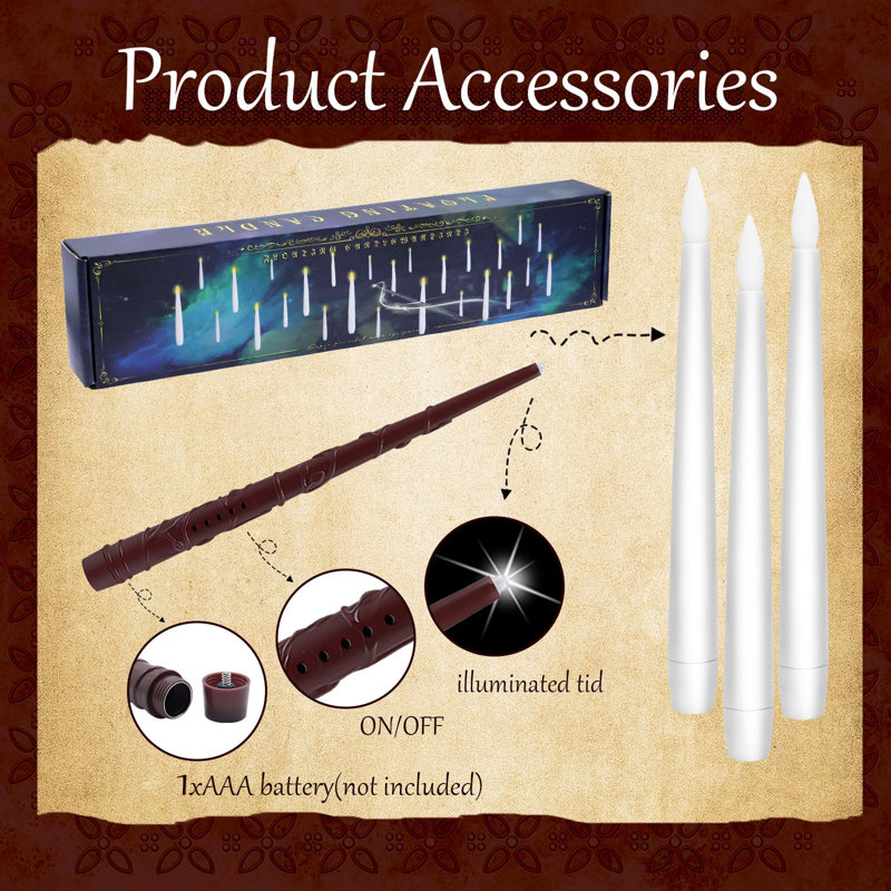 24-Piece Flickering Flameless Taper Floating Candles with Magic Wand Remote