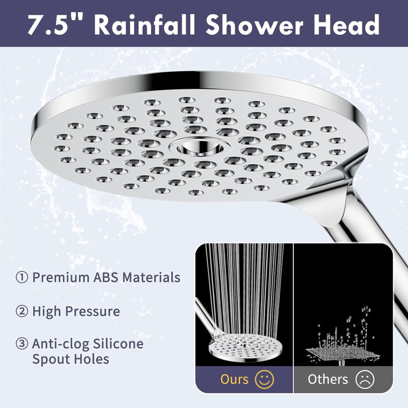Rain Dual Shower Head 2.5 GPM GPM, Chrome