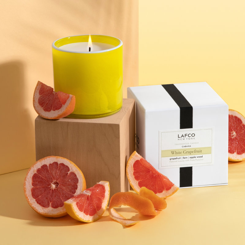 White Grapefruit Scented Jar Candle, 3" H x 3" W x 3" D