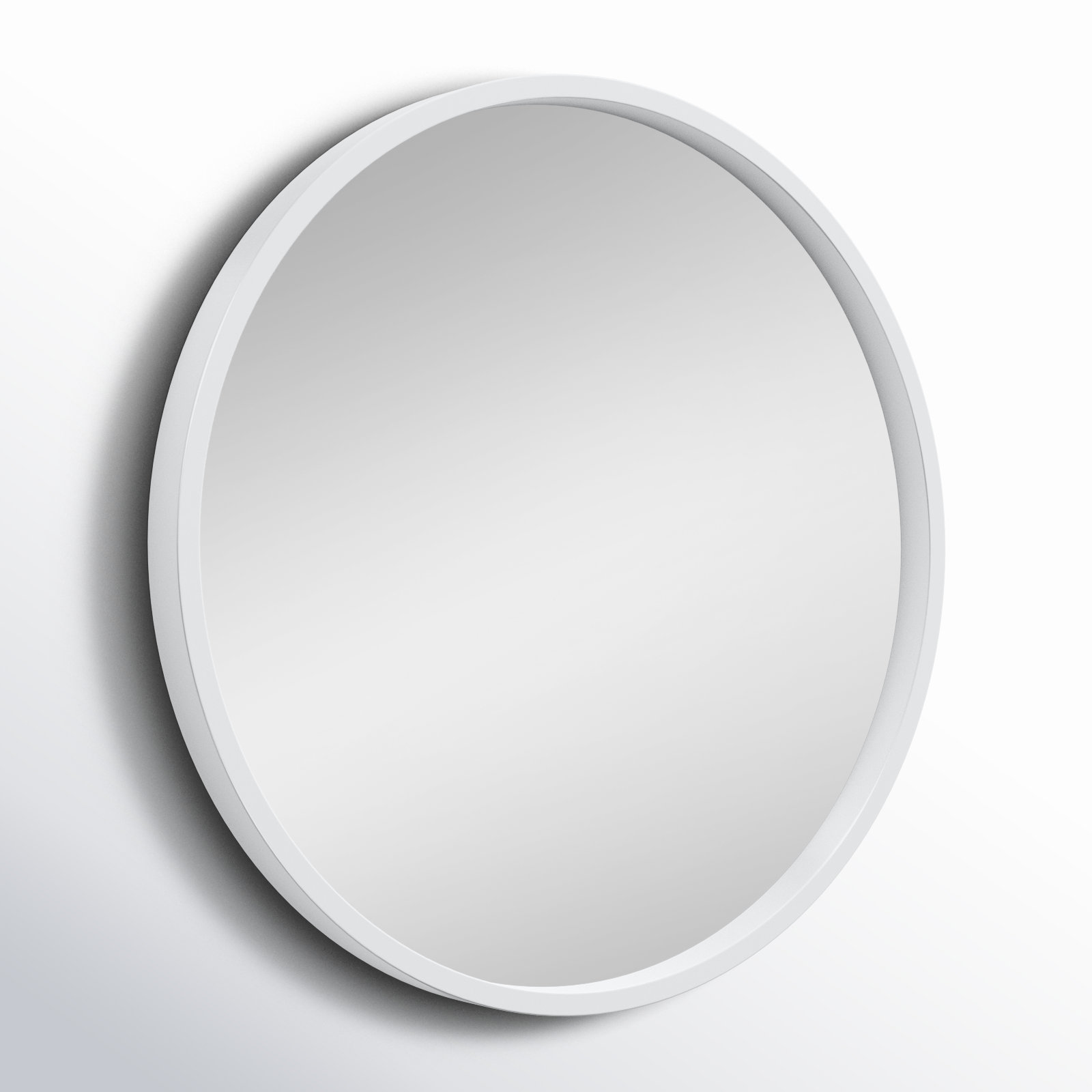 Arranjeet Modern Round Wall Mirror, 21.6" x 21.6", White