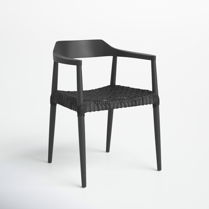 Bruna 22'' Wide Dinning Chair, Black Genuine Leather, Black
