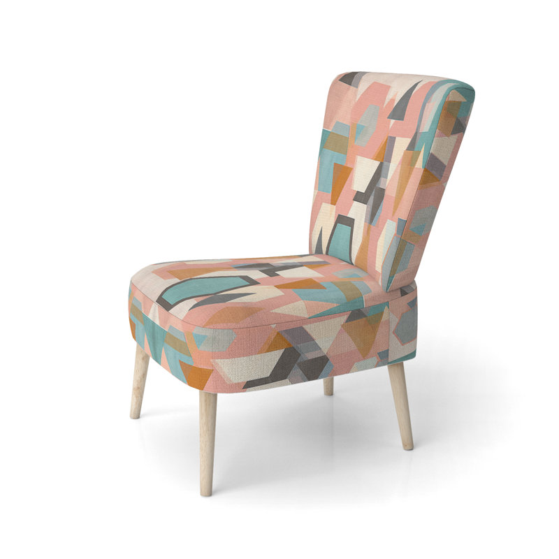 Chaise d'appoint rembourrée Geometric Hexagons, Mélange de polyester beige