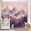 Murale de paysage aquarelle forêt de montagne rose-178153417