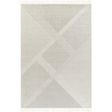 Gearhart Geometric Machine Woven Polyester Area Rug in Gray/Ivory