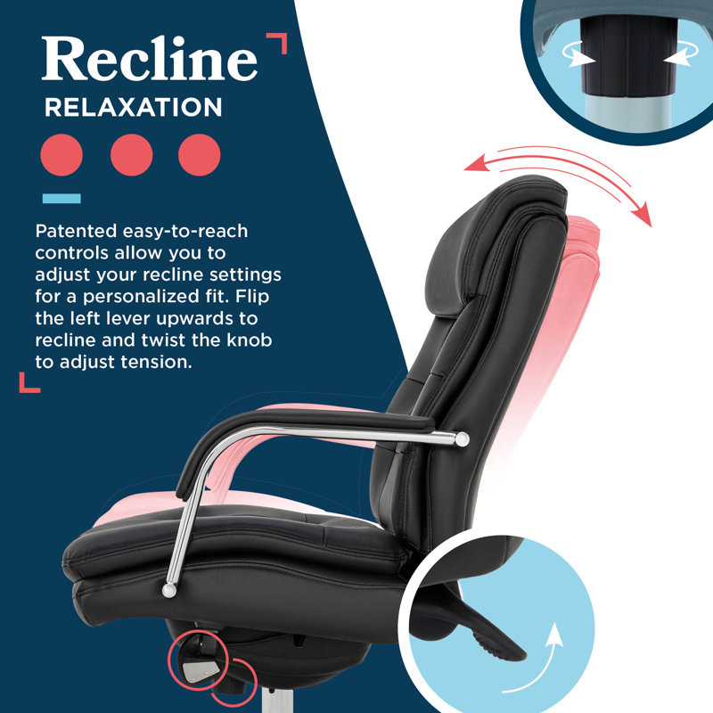 Sonata Leather Swivel Executive Office Chair, Black, Chrome
