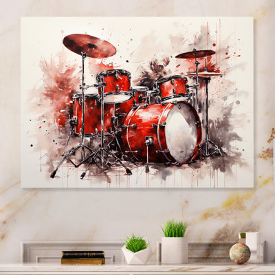 «Music Drums Pulse Deep Red» sur métal