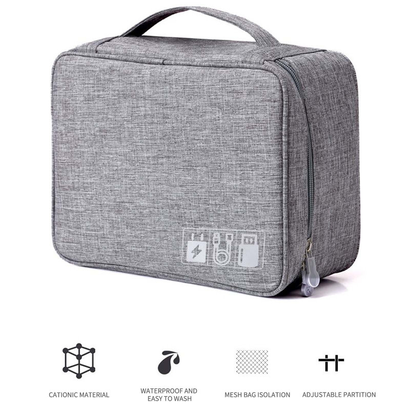 Backpack Digital Bag Multi-function Data Cable Storage Bag Mobile Power Headset Storage Bag, Gray