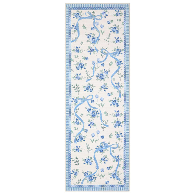Tapis décoratif lavable, Tapis de couloir 2 pi x 6 pi, Blue