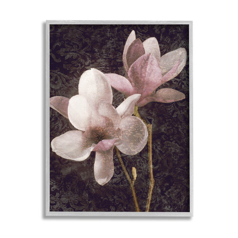 Pink Vintage Patterned Orchid Wrapped Canvas Wall Art