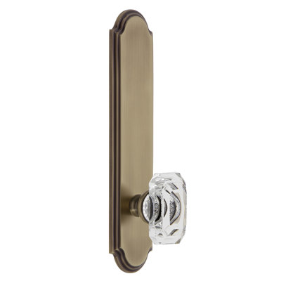 Grandeur Arc Tall Plate Double Dummy with Baguette Clear Crystal Door Knob