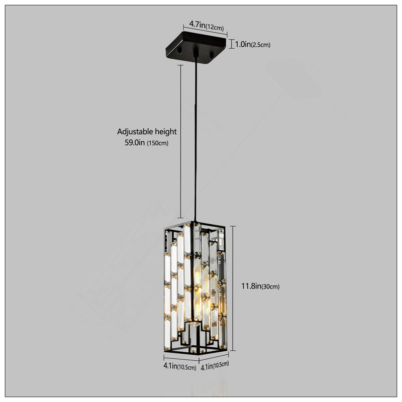 Luminaire suspendu en cristal Modern, Noir