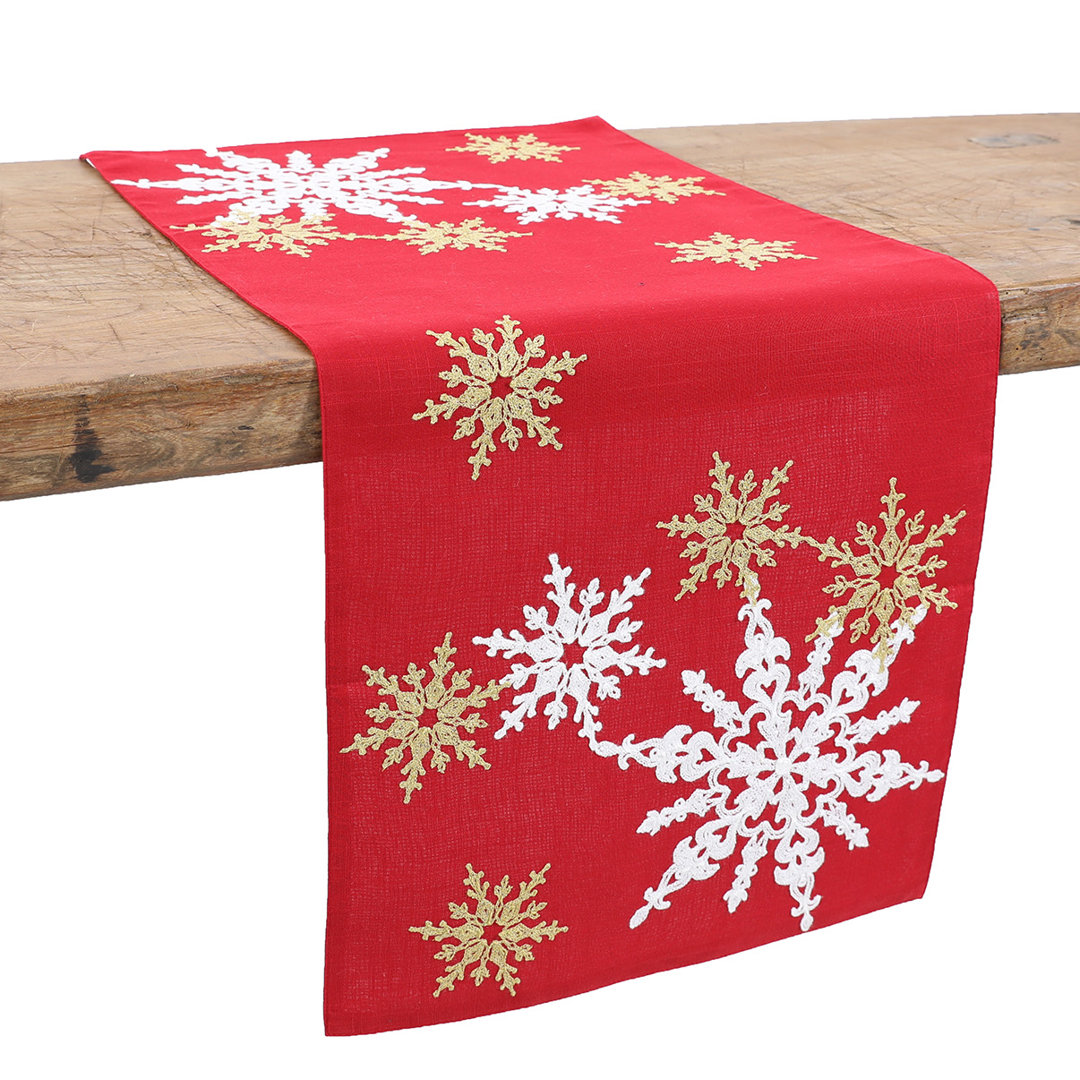Sandoval Magical Snowflakes Crewel Embroidered Table Runner The Twillery Co.® 