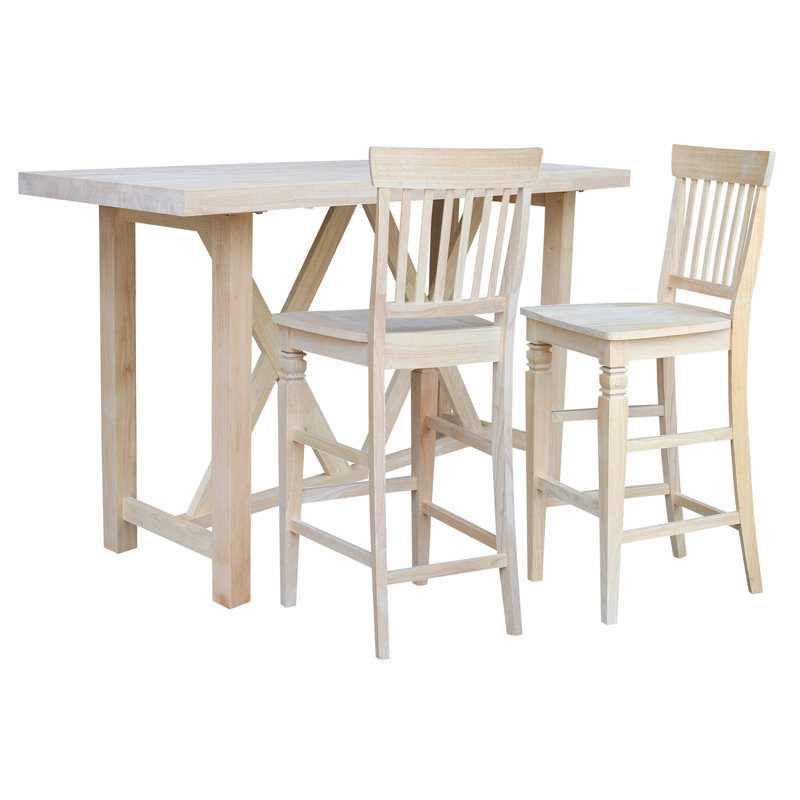 Jakerra 2 - Person Bar Height Solid Wood Dining Set